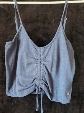 Roxy Flirty Feels Ruched Crop Cami Blue NWT Medium